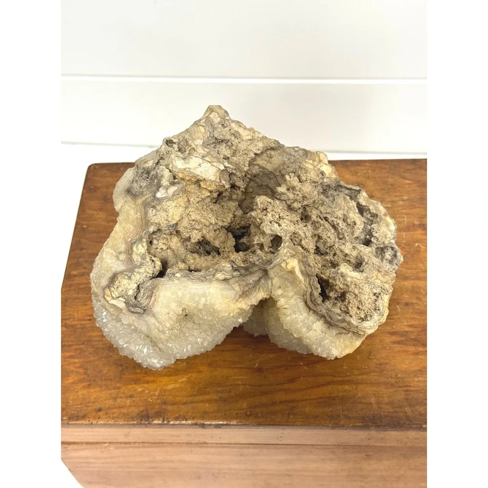 Natural Botryoidal Druzy Quartz Crystal Cluster Specimen Geode 5.5x6.5 Inch